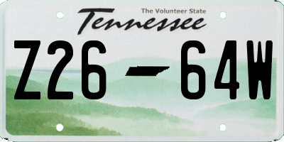 TN license plate Z2664W
