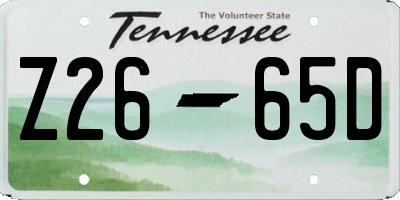 TN license plate Z2665D