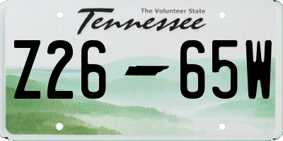 TN license plate Z2665W