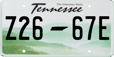 TN license plate Z2667E