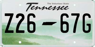 TN license plate Z2667G
