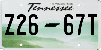 TN license plate Z2667T