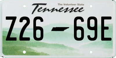 TN license plate Z2669E