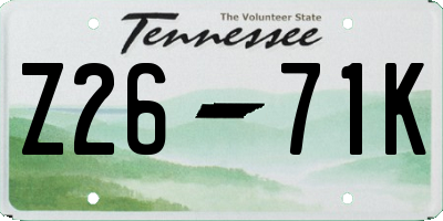 TN license plate Z2671K