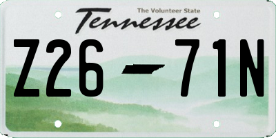 TN license plate Z2671N