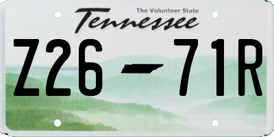 TN license plate Z2671R