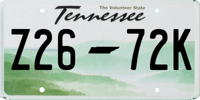 TN license plate Z2672K