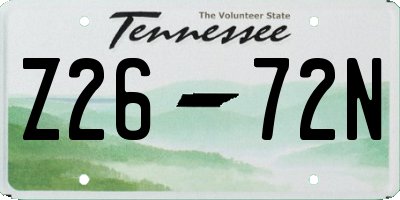 TN license plate Z2672N