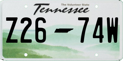 TN license plate Z2674W