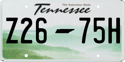 TN license plate Z2675H