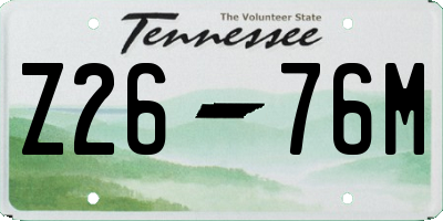 TN license plate Z2676M