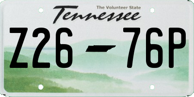 TN license plate Z2676P