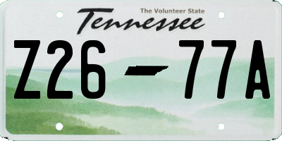 TN license plate Z2677A
