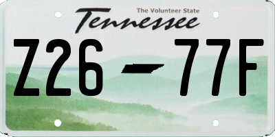 TN license plate Z2677F