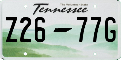 TN license plate Z2677G