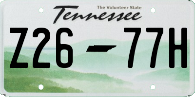 TN license plate Z2677H