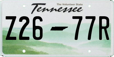 TN license plate Z2677R