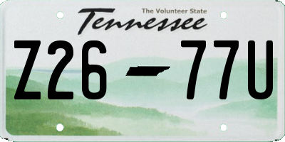 TN license plate Z2677U