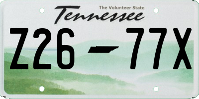 TN license plate Z2677X