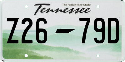TN license plate Z2679D
