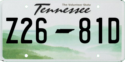 TN license plate Z2681D