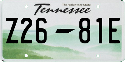 TN license plate Z2681E