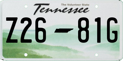 TN license plate Z2681G