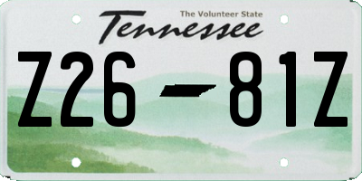TN license plate Z2681Z