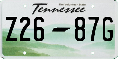 TN license plate Z2687G