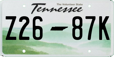 TN license plate Z2687K