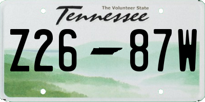 TN license plate Z2687W