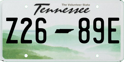 TN license plate Z2689E