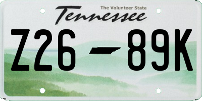 TN license plate Z2689K