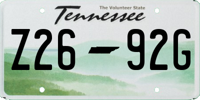TN license plate Z2692G