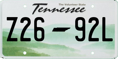 TN license plate Z2692L