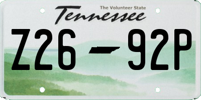 TN license plate Z2692P