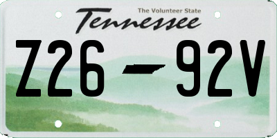 TN license plate Z2692V