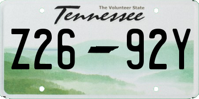 TN license plate Z2692Y