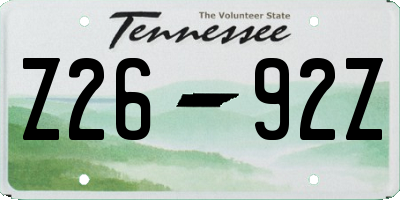 TN license plate Z2692Z
