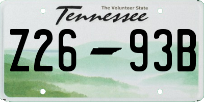 TN license plate Z2693B