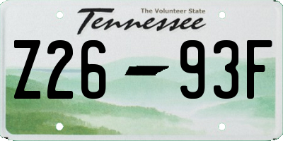 TN license plate Z2693F