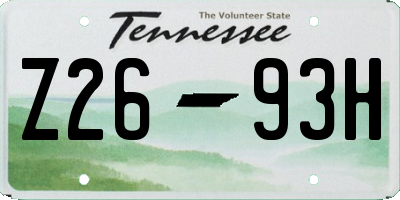 TN license plate Z2693H