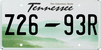 TN license plate Z2693R