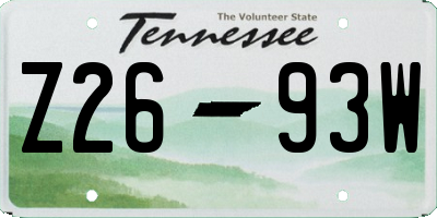 TN license plate Z2693W