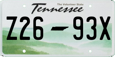 TN license plate Z2693X