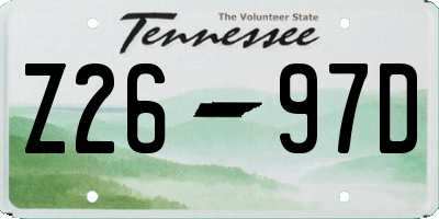 TN license plate Z2697D