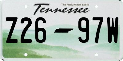 TN license plate Z2697W