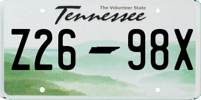 TN license plate Z2698X
