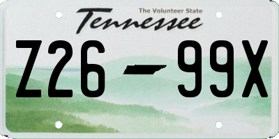 TN license plate Z2699X