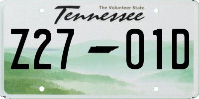 TN license plate Z2701D